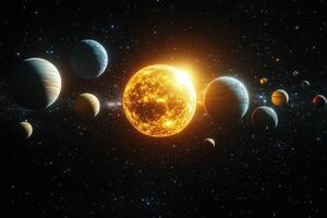 A Beautiful Artistic Rendering Depicting Our Solar System In Space photo