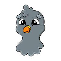 Cute cartoon pigeon with a cheerful expression against a white background showcasing simplicity and charm vector
