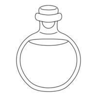 Vintage glass potion bottle with a round design and a cork stopper resting on a flat surface vector