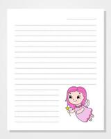 A paper notepad with a cute little girl holding a star vector