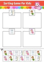Sorting game for kids with tooth and toothbrush vector