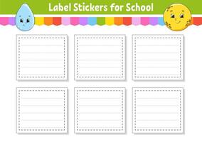 Label stickers for school, with a water drop and a smiley face vector