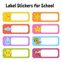 School name label. Bright stickers. Rectangular label. illustration. vector