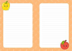 A note pad with two apples and a pepper vector