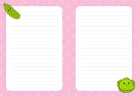 A note pad with two green and white vegetables vector