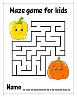 Maze game for kids with pumpkin and squash vector
