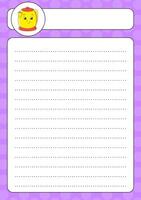 A purple notebook with a yellow character on it vector