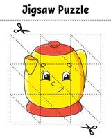 Jigsaw puzzle for children with a yellow teapot vector