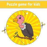 Puzzle game for kids with a vulture vector