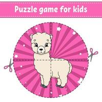 Puzzle game for kids with llama vector
