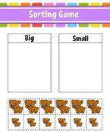 Sorting game with bears and small and big vector