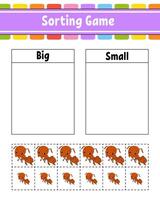 Sorting game with small and big animals vector