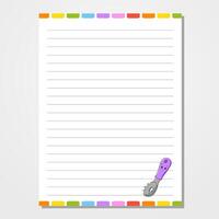 Note pad with scissors and paper on white background vector