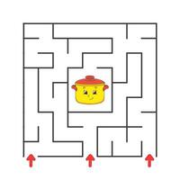 A maze with a pot and a red arrow pointing to the right vector