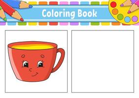 Color book with a cup of coffee and pencils vector