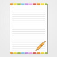 Note paper with a pencil and a roll of paper vector