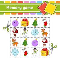 Memory game for children with santa claus and other items vector