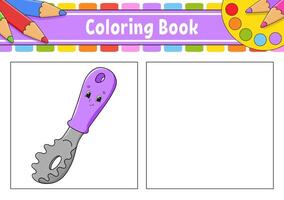 A coloring book with a purple tool and a pencil vector