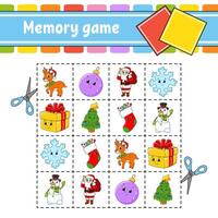 Memory game for children with santa claus and christmas decorations vector