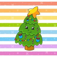 A christmas tree with a star on it in a colorful background vector