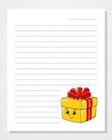 A note paper with a yellow gift box and a red ribbon vector