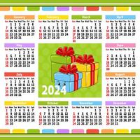 A calendar for the year 2021 with colorful gift boxes vector