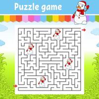 Puzzle game for kids with snowman and snowman vector