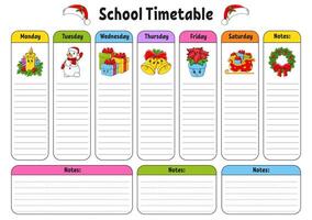 School schedule template with christmas items vector