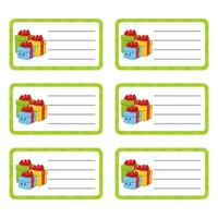 Printable gift tags with a green border and a red bow vector