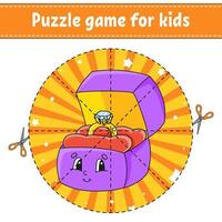 Puzzle game for kids with a ring and scissors vector