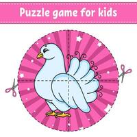 Puzzle game for kids with a white dove vector