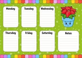 A colorful calendar with poinsettia and a green background vector