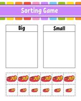 Sorting game with small and big beans vector