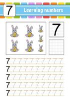 Learning numbers worksheet for children with bunny and numbers vector