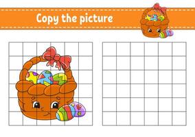 Copy the picture of an easter basket with eggs vector