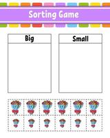 Sorting game with balloons and small and big vector