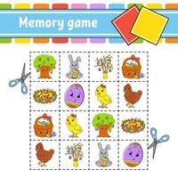 Memory game with easter eggs and birds vector