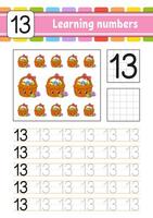 A worksheet with numbers and a pumpkin vector