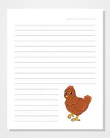 A chicken on a paper sheet with a blank line vector