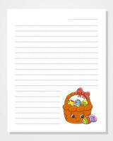 Easter basket note paper template vector