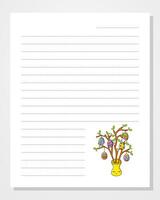 A note pad with a tree and a vase vector
