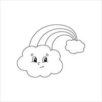 A cartoon cloud with a rainbow and a smiley face vector