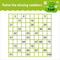 A missing numbers puzzle with green shamrock vector