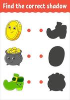 Find the correct shadow, educational game for children, find the correct shadow, find the correct shadow vector