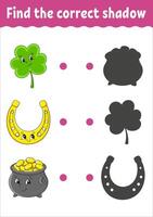 Find the correct shadow, education game for children, find the correct shadow, find the correct shadow vector