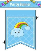 Party banner with rainbow and clouds illustration vector