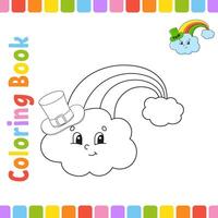 Coloring book with a rainbow and cloud vector