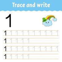 Trace and write 1 letter tracing worksheet vector