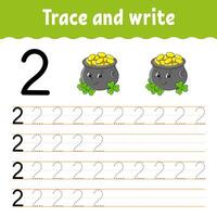 Trace and write 2 for st patricks day vector