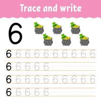 Trace and write the number 6 for st patrick's day vector
